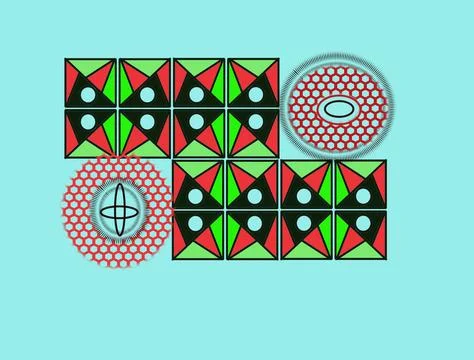Abstract Geometric Composite with Circular Mesh Motifs Stock Illustration