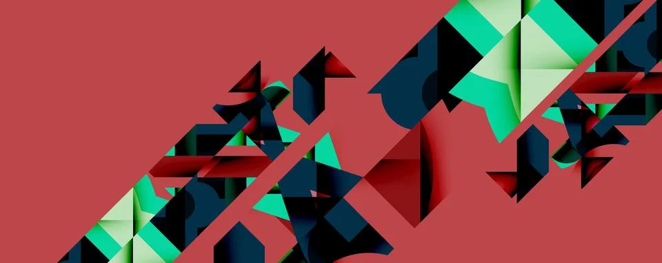 Abstract geometric composition. Angular shapes intersect, creating dynamic Ilustração Stock