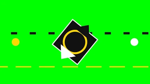 Abstract geometric composition with a black square on a green background Stock Footage 340905034