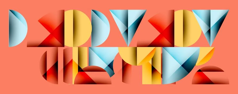 Abstract geometric composition. Blocks create repeating pattern, using red, Illustrazione stock