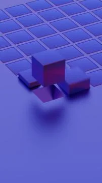 Abstract geometric composition with blue cubes and grid pattern.. Stockillustratie