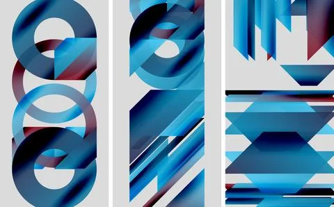 Abstract geometric composition. Blue hues dominate, creating dynamic visual Illustrazione stock