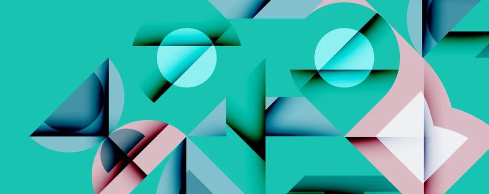 Abstract geometric composition. Blue, pink shapes intersect. Modern design, Stock Illustration