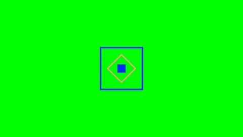 Abstract geometric composition with a blue square and orange diamond shape Stock Footage 340901695