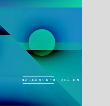 Abstract geometric composition. Blue, teal gradients create layered shapes. Stock Illustration