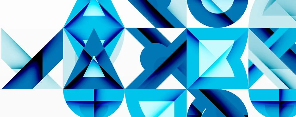 Abstract geometric composition. Blue triangles, shapes create dynamic pattern イラスト素材