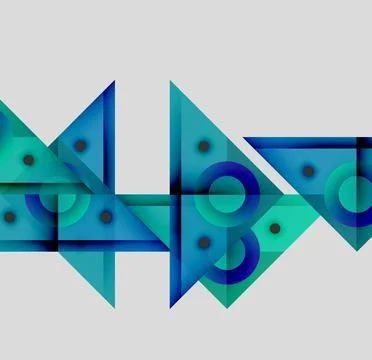 Abstract geometric composition. Blue, turquoise shapes overlap creating dynamic Ilustración de archivo
