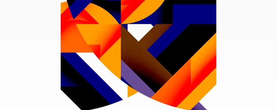 Abstract geometric composition. Bold colors intersect, creating dynamic visua Stock Illustration