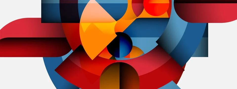 Abstract geometric composition. Bold colors intersect, creating dynamic visual Stock Illustration