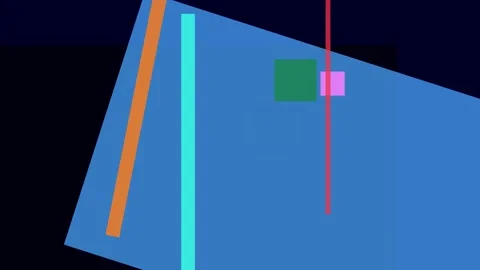 Abstract geometric composition with bold lines and colorful squares on a bl.. Vídeos de archivo 335430881