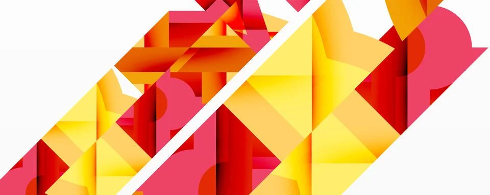 Abstract geometric composition. Bold reds, yellows create dynamic visual im.. Illustrazione stock