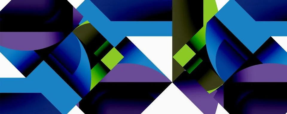 Abstract geometric composition. Bold shapes intersect, creating dynamic visual Stock Illustration