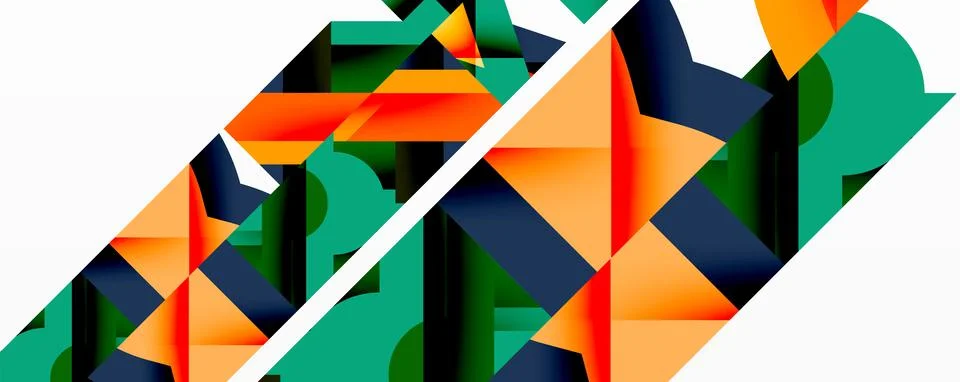 Abstract geometric composition. Bold shapes intersect, creating dynamic visual Stock Illustration