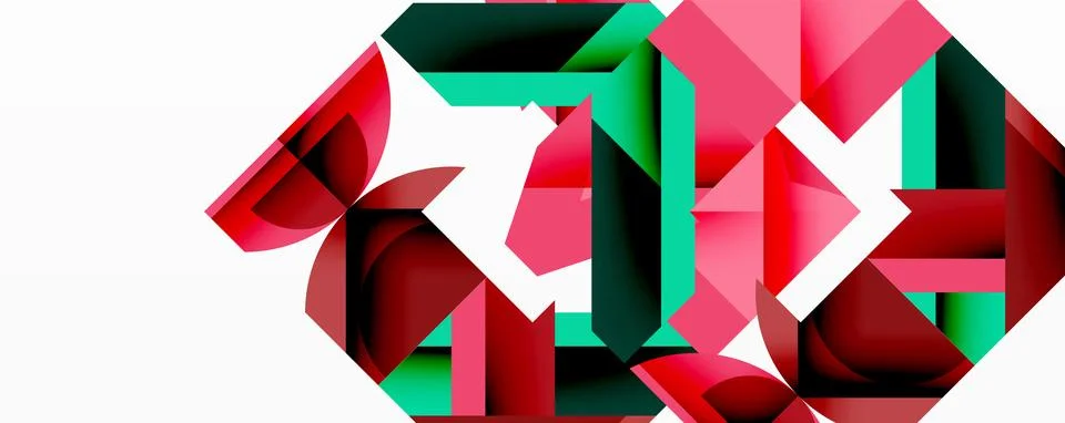 Abstract geometric composition. Bold shapes intersect, creating dynamic visual Stock Illustration