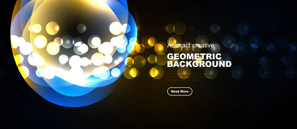Abstract geometric composition. Bright circles overlap, creating luminous e.. 스톡 일러스트