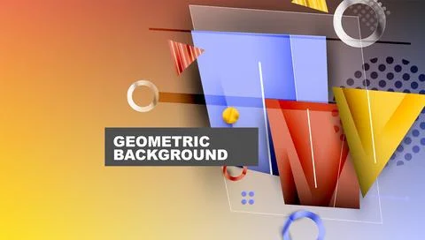 Abstract geometric composition. Bright gradients, shapes overlap creating 스톡 일러스트