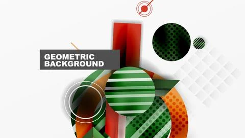 Abstract geometric composition. Circles, rectangles, lines create modern design. 스톡 일러스트