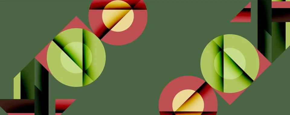 Abstract geometric composition. Circles, rectangles overlap creating layered Stockillustratie