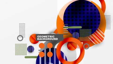 Abstract geometric composition. Circles, rectangles overlap creating dynamic イラスト素材