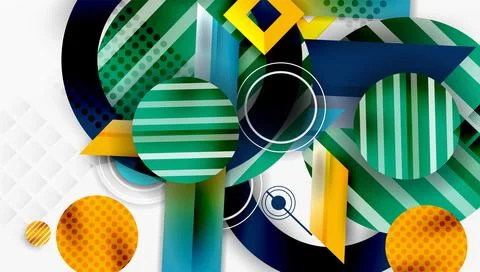 Abstract geometric composition. Circles, rectangles overlap creating dynamic 스톡 일러스트
