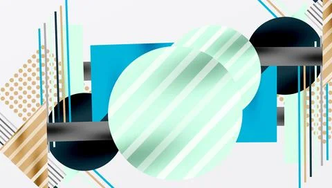 Abstract geometric composition. Circles, rectangles, lines create modern visual Illustrazione stock