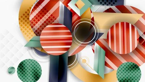 Abstract geometric composition. Circles, rectangles overlap creating dynamic 스톡 일러스트
