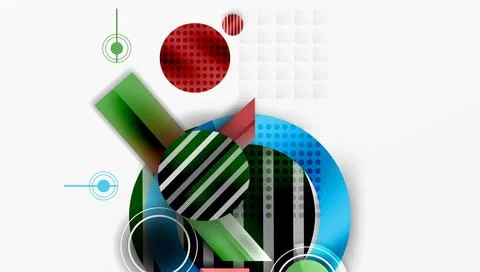 Abstract geometric composition. Circles, rectangles overlap creating dynamic 스톡 일러스트