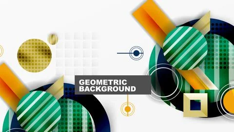 Abstract geometric composition. Circles, rectangles overlap creating modern イラスト素材