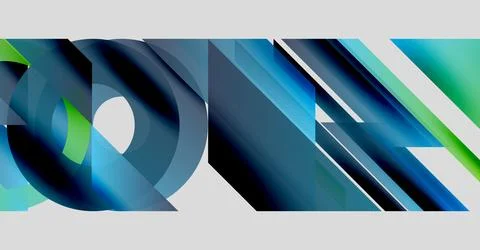 Abstract geometric composition. Circles, rectangles overlap creating dynamic Illustrazione stock