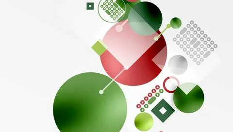 Abstract geometric composition. Circles, squares, dots create modern visual 스톡 일러스트