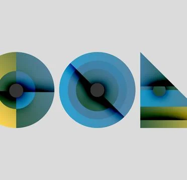 Abstract geometric composition. Circles, triangle, gradients create modern 스톡 일러스트