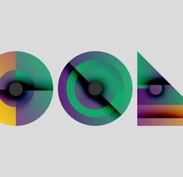 Abstract geometric composition. Circles, triangle, gradients create modern Illustrazione stock