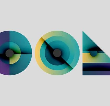 Abstract geometric composition. Circles, triangle, gradients create modern 스톡 일러스트