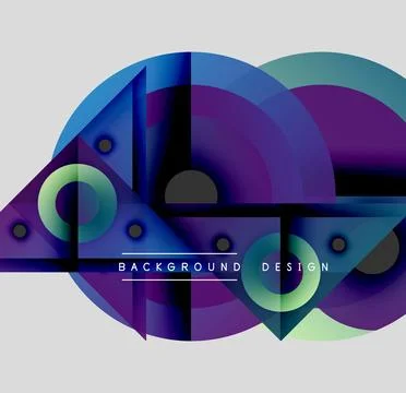Abstract geometric composition. Circles, triangles, rectangles overlap creating 스톡 일러스트