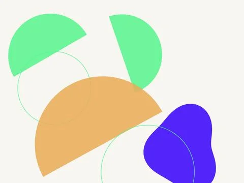 Abstract Geometric Composition with Colorful Semicircles and Organic Shapes.. Stock Illustration