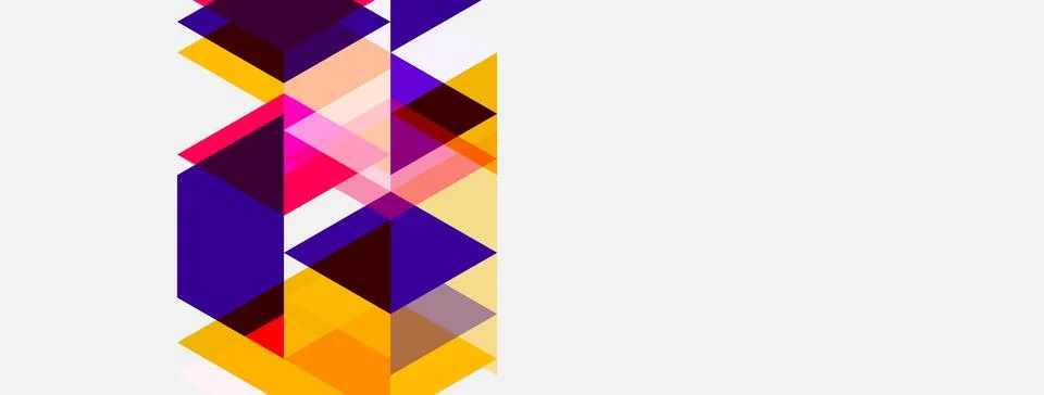 Abstract geometric composition. Colorful triangles overlap, creating dynamic Stockillustratie