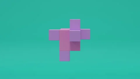 Abstract geometric composition with cubic objects in fluorescent colors Stock Footage 339293519