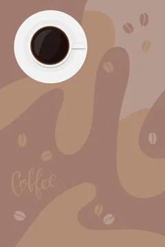 Abstract geometric composition with cup of coffee Coffee cup with saucer top Stock Illustration