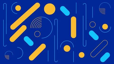Abstract Geometric Composition with Cyan Yellow Stock Illustration