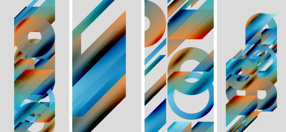 Abstract geometric composition. Diagonal lines, circles, rectangles create イラスト素材