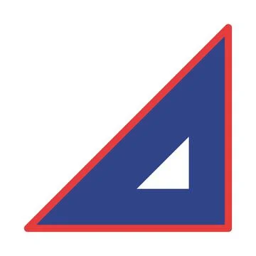 Abstract geometric composition featuring a blue triangle with red border desi Illustrazione stock