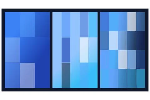 Abstract geometric composition featuring blue rectangular panels in a grid .. 스톡 일러스트