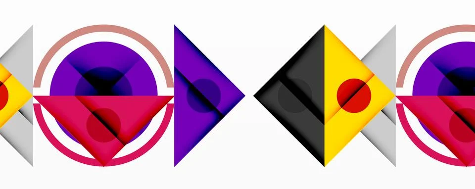 Abstract geometric composition featuring circles, triangles, squares. Vivid Stock Illustration