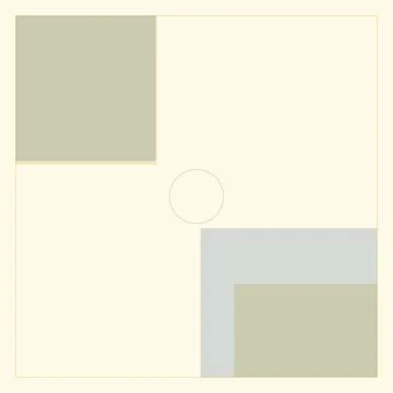 Abstract geometric composition featuring pastel squares and a dotted circle.. Stock Illustration