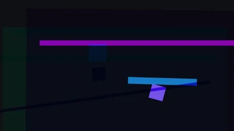 Abstract geometric composition featuring a purple platform, blue shapes, an.. Stock Footage 335441925