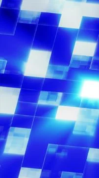 Abstract geometric composition of glowing blue squares and rectangles forming イラスト素材