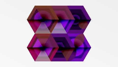 Abstract geometric composition. Hexagons overlap, creating illusion depth. Stock Illustration