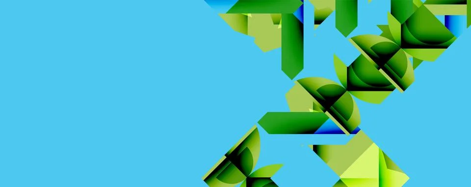 Abstract geometric composition with interlocking circular and angular shapes, Stock Illustration