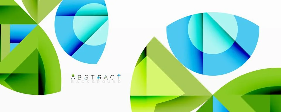 Abstract geometric composition with interlocking circular and angular shapes, Stock Illustration