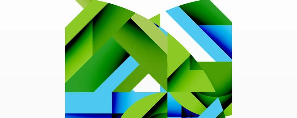 Abstract geometric composition with interlocking circular and angular shapes, Stock Illustration